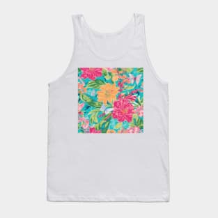 Preppy flowers and butterflies on turquoise Tank Top